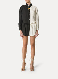 Short color block en lin - Noir