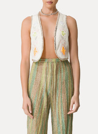 Waistcoat with "Oniric blossom" embroidery - Orchidea