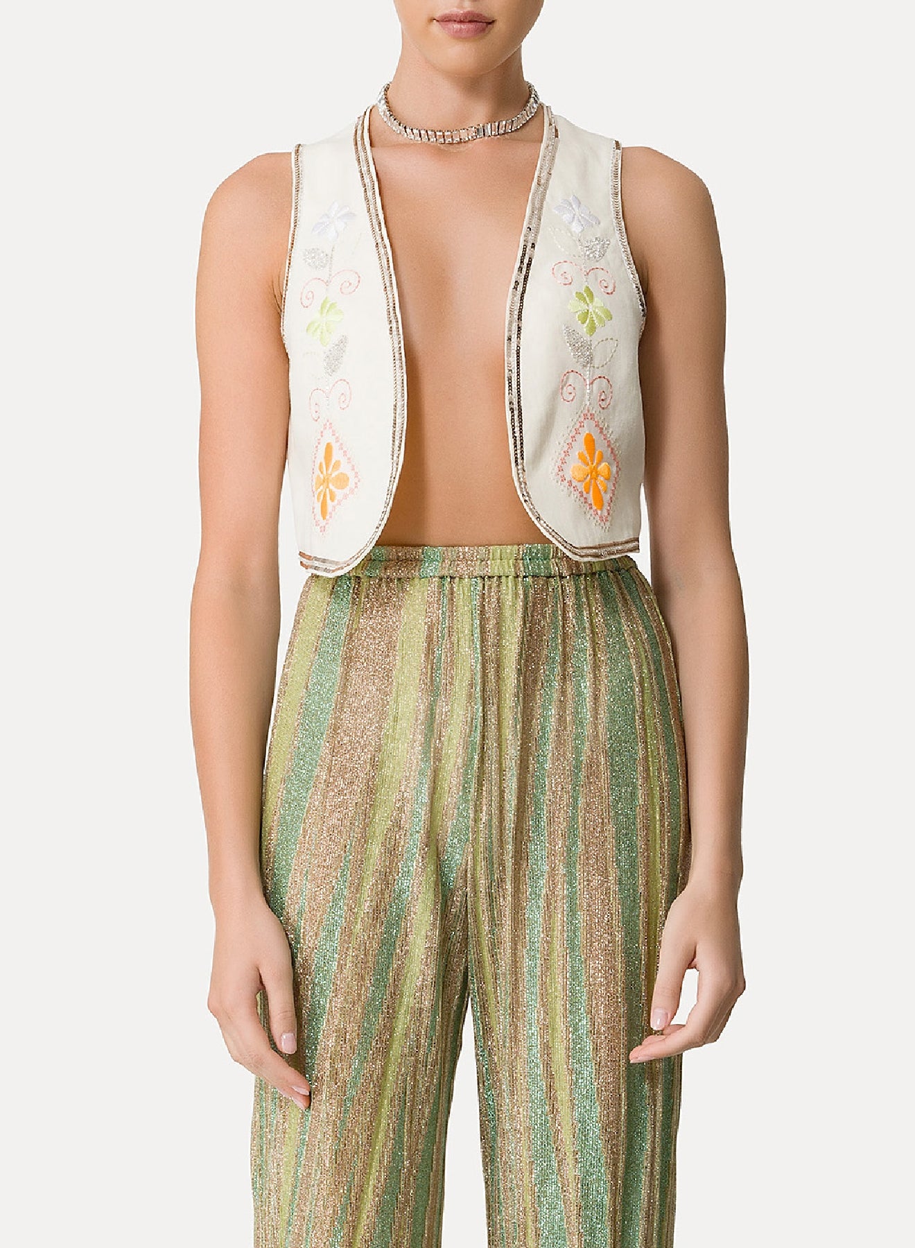 Waistcoat with "Oniric blossom" embroidery - Orchidea