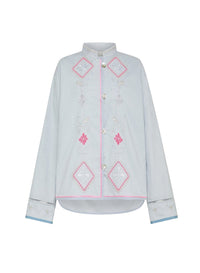 Veste avec broderie “Oniric blossom” en lin - Rugiada