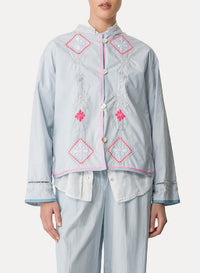 Veste avec broderie “Oniric blossom” en lin - Rugiada