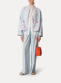 Veste avec broderie “Oniric blossom” en lin - Rugiada