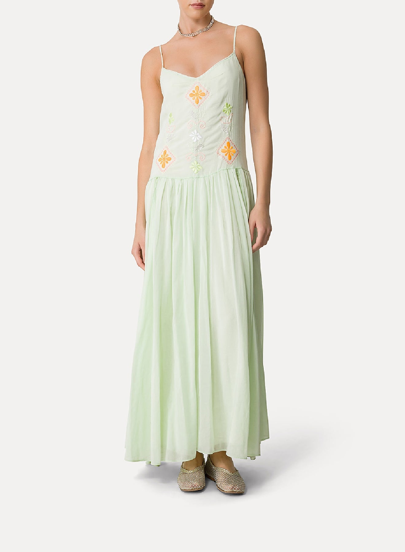 Robe avec broderie “Oniric blossom” - Mint