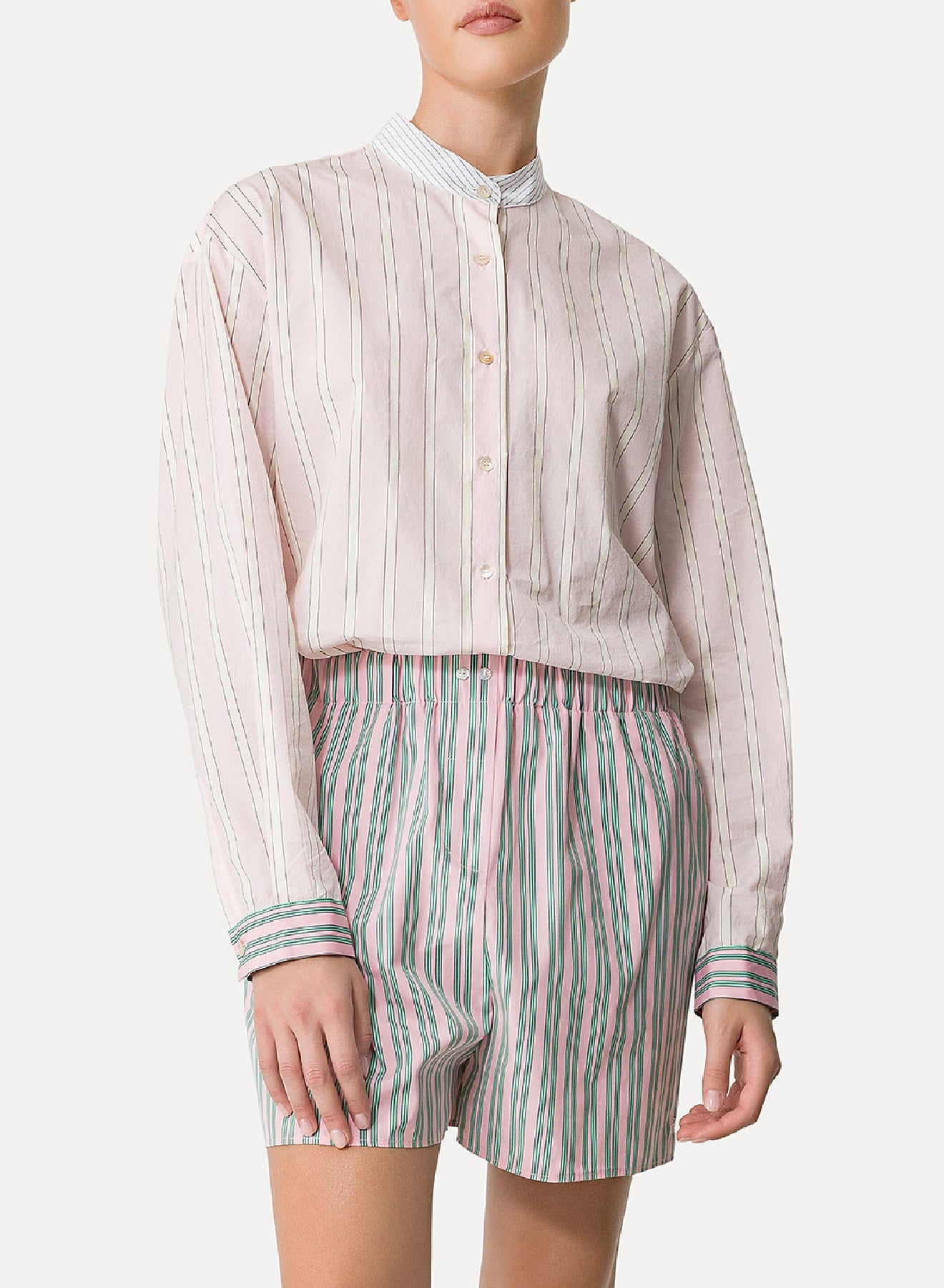 Chemise tunisienne à rayures en soie - Petalo