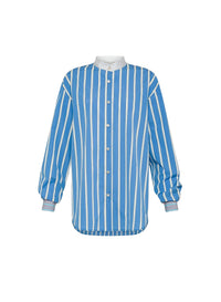 Striped tunisian collar shirt - Cielo