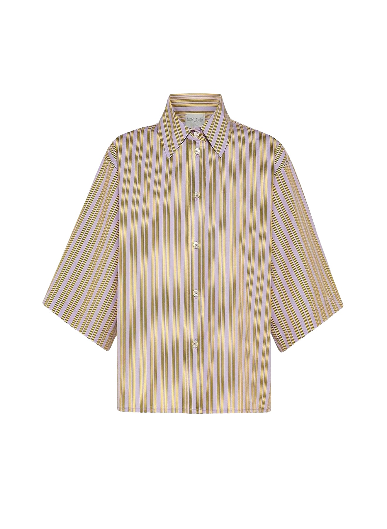 Chemise brodée à rayures fines en lin - Lilac