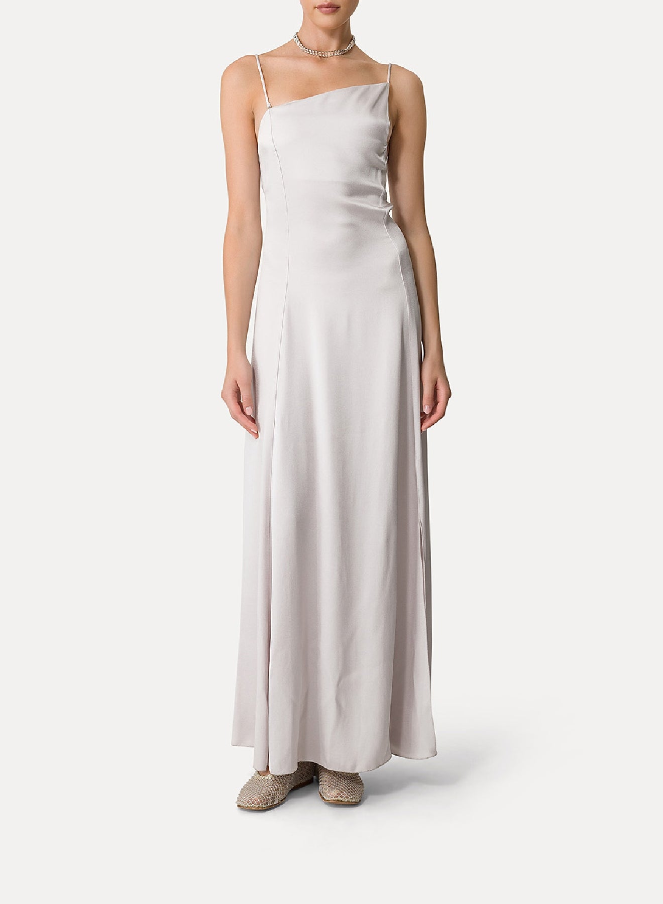 Asymmetrical satin dress - Madreperla