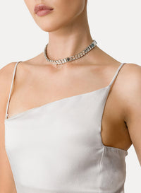 Asymmetrical satin dress - Madreperla