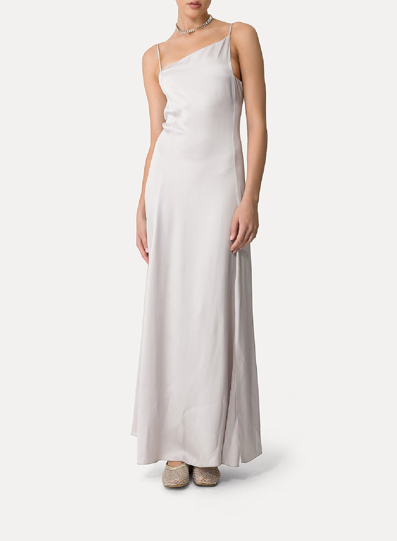 Asymmetrical satin dress - Madreperla