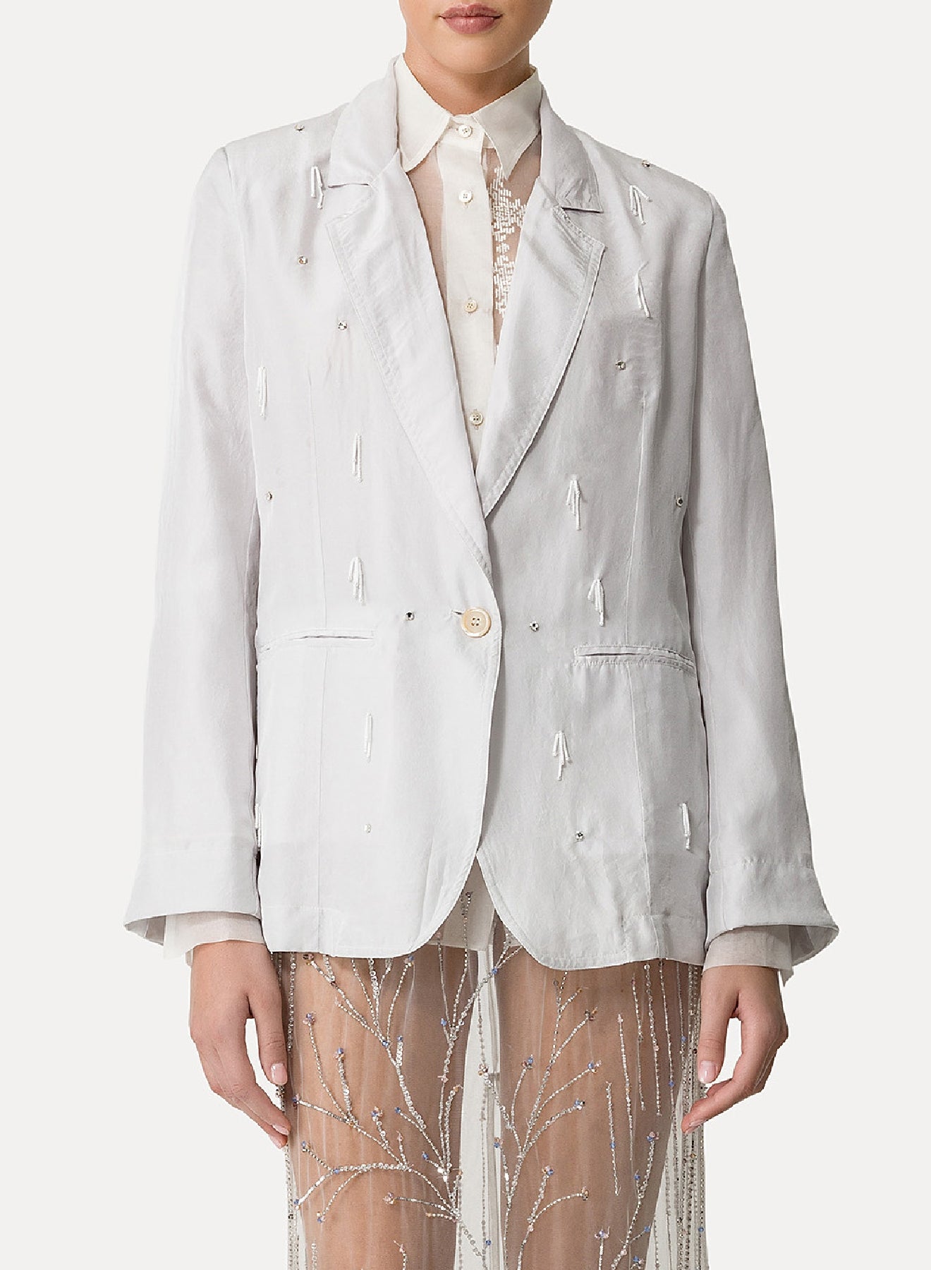 Veste avec petites perles en soie - Madreperla