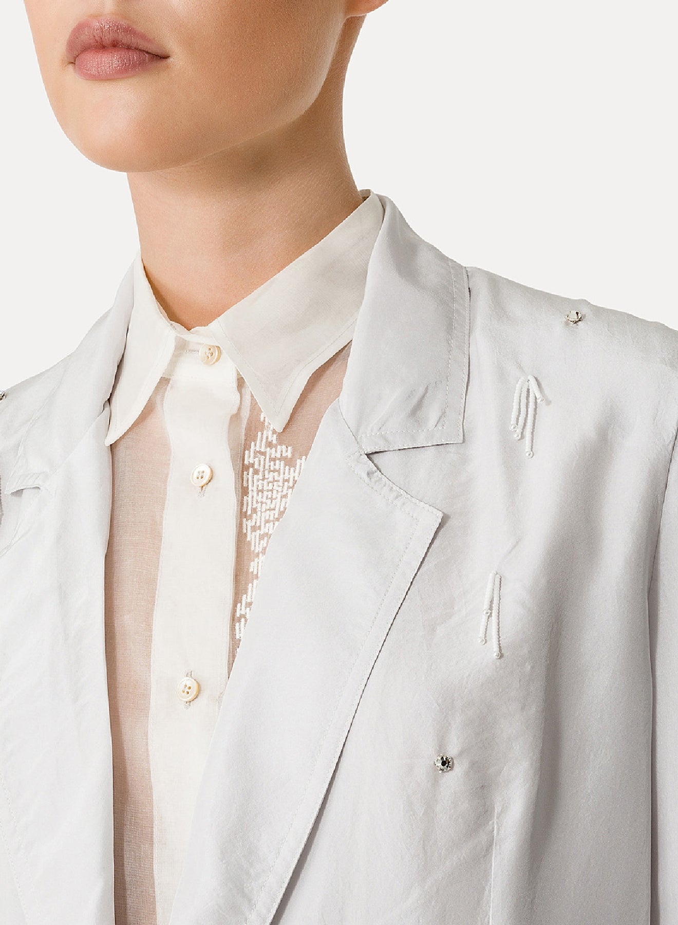 Veste avec petites perles en soie - Madreperla