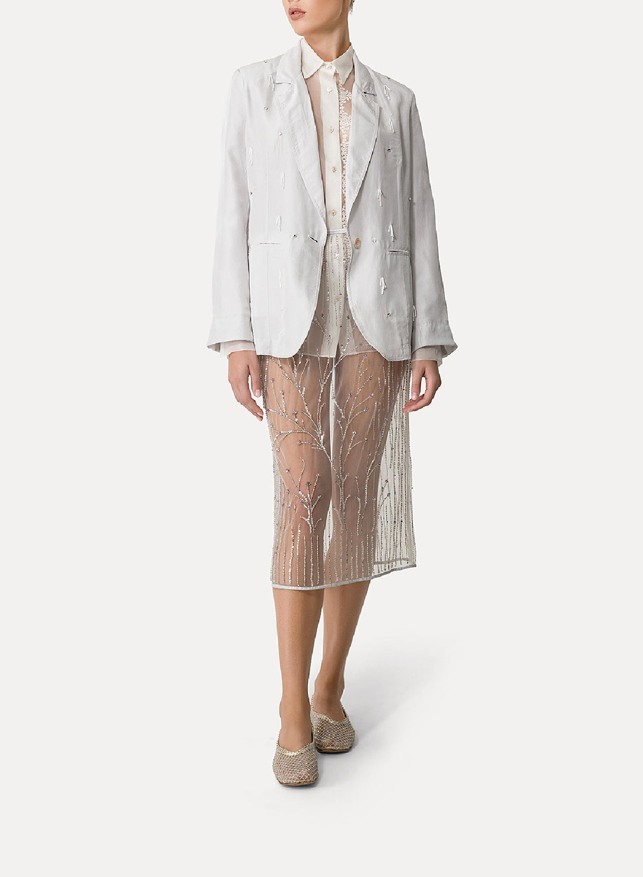 Veste avec petites perles en soie - Madreperla