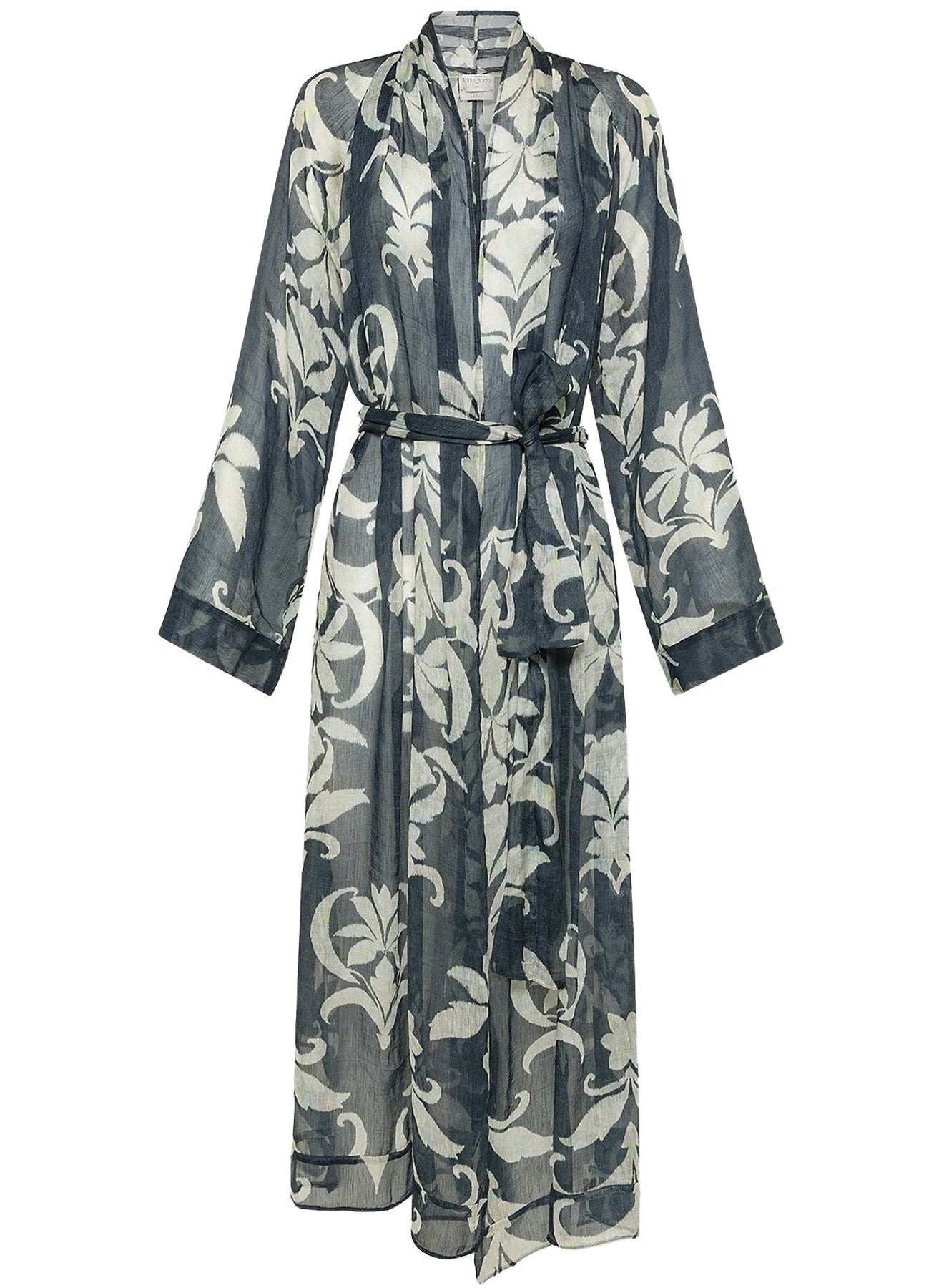 Kimono imprimé "Secret Lily" en lin - Oltremare