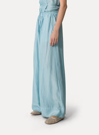 Pantalon avec cordon coulissant en soie - Acqua