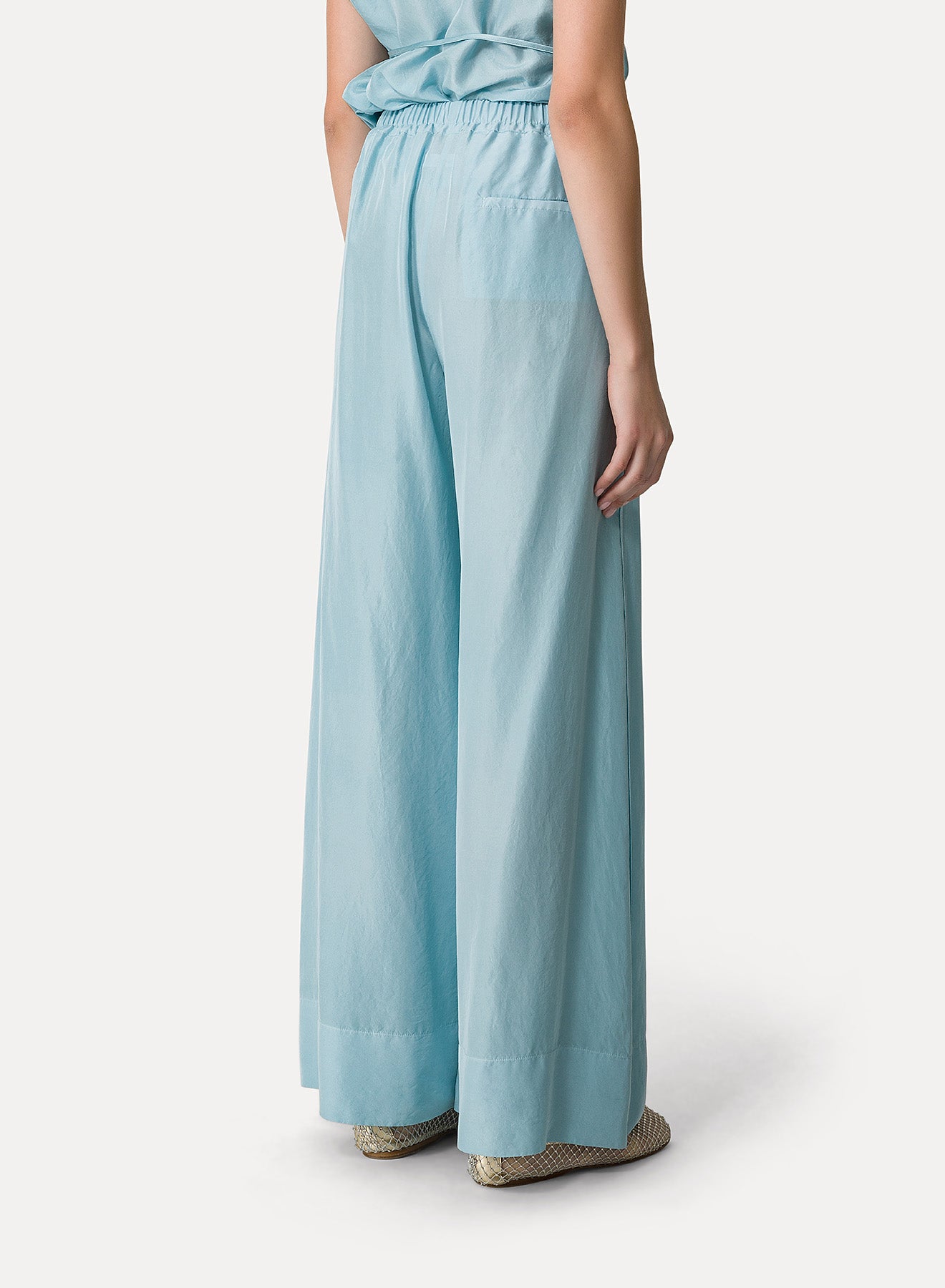 Pantalon avec cordon coulissant en soie - Acqua