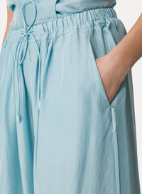 Pantalon avec cordon coulissant en soie - Acqua