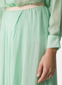 Jupe longue avec élastique à la taille en soie - Mint