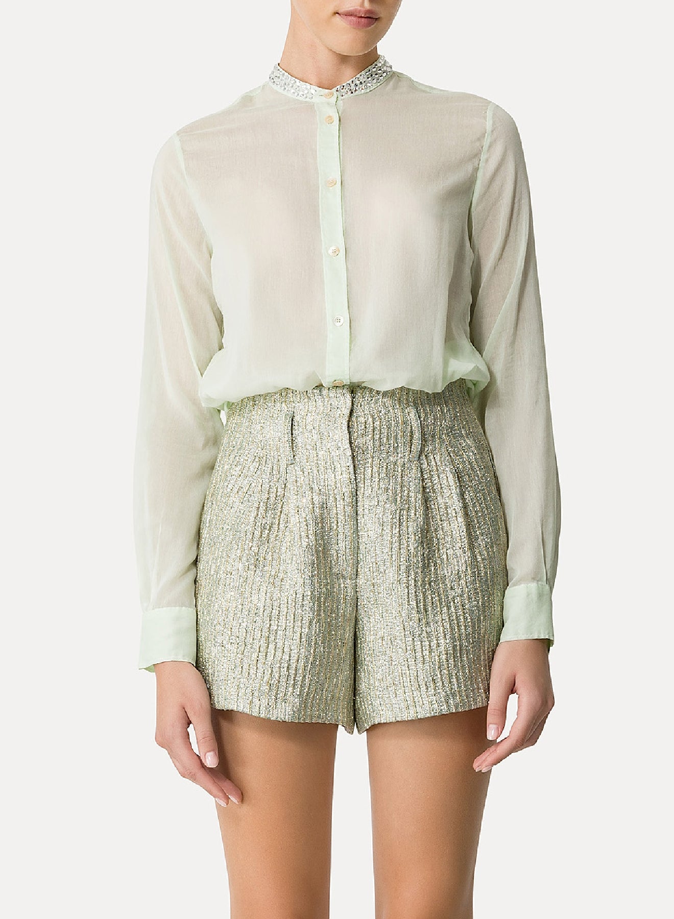 Shirt with tunisian collar - Mint
