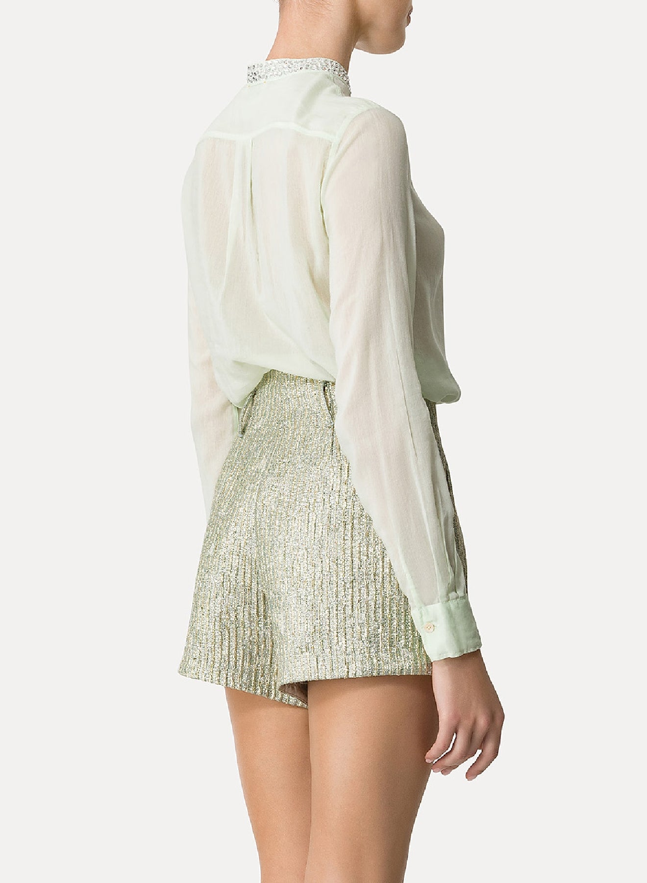 Shirt with tunisian collar - Mint