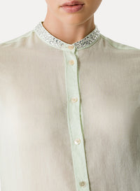 Shirt with tunisian collar - Mint