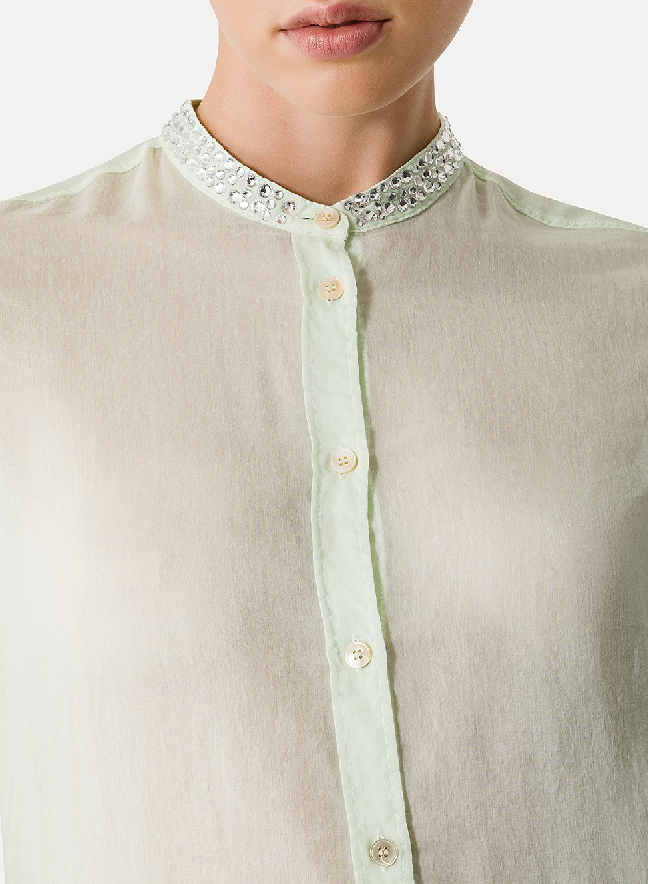 Shirt with tunisian collar - Mint