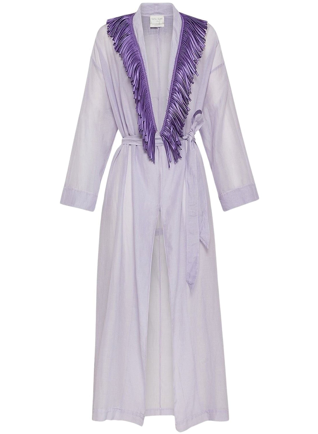 Linen fringed kimono - Lilac