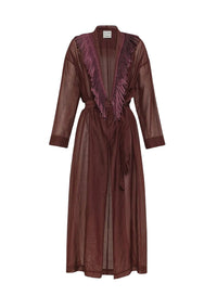 Kimono en soie mélangée avec franges - Black Orchid