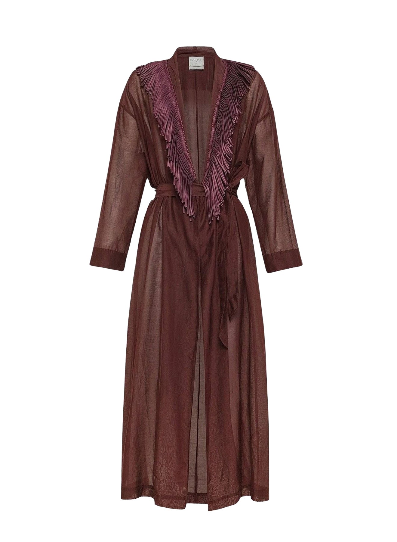 Kimono en soie mélangée avec franges - Black Orchid