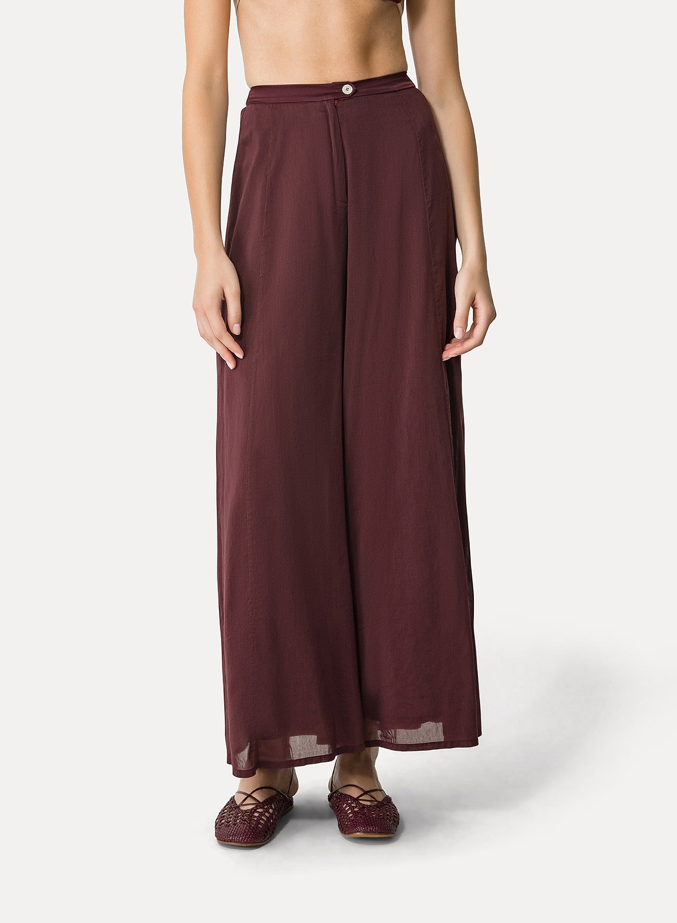 Flared trousers in linen - Black Orchid