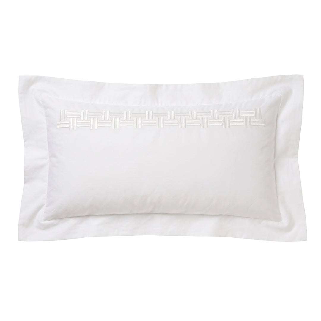 Basket Weave Embroidery cotton pillowcase - White & Milk