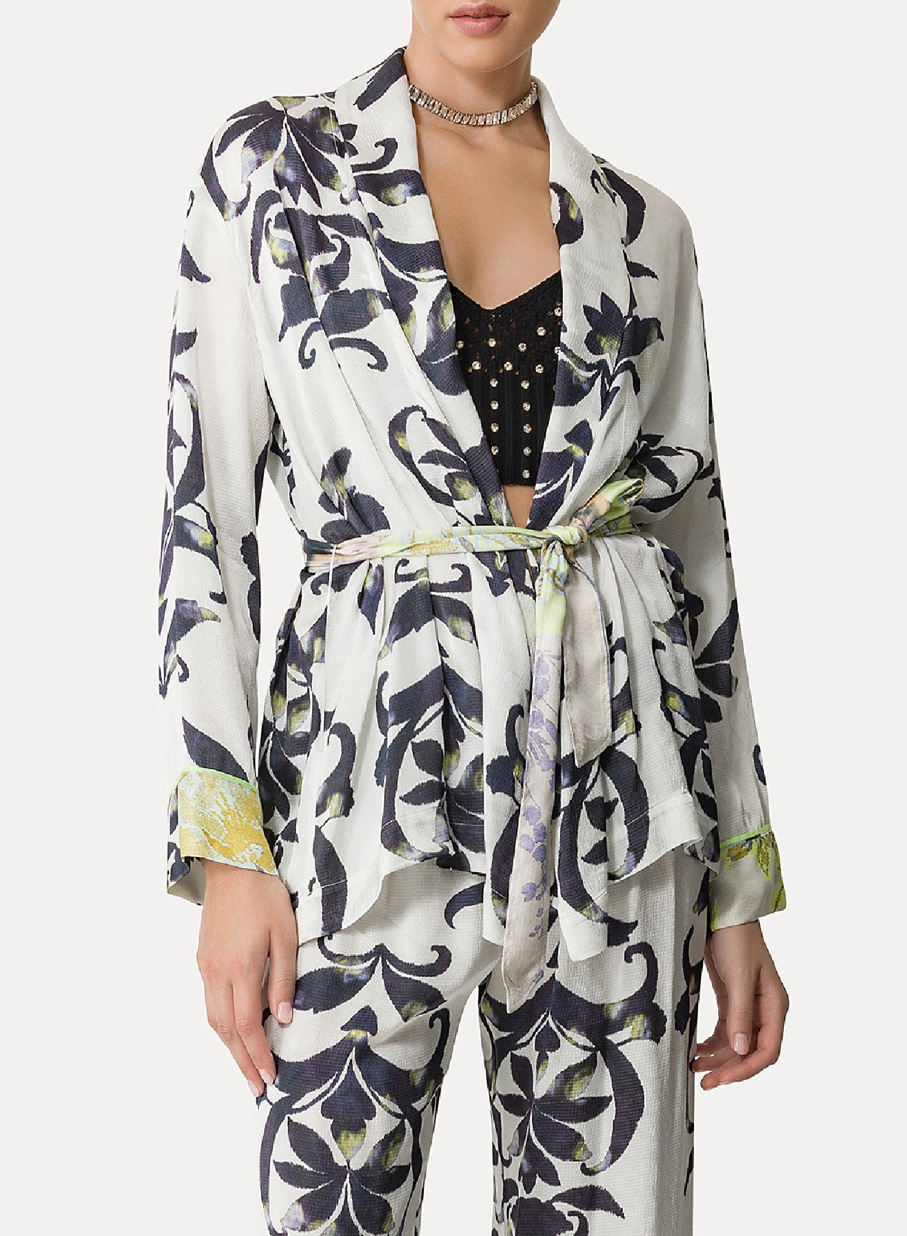 Kimono avec imprimé “The secret lily” en soie - Orchidea