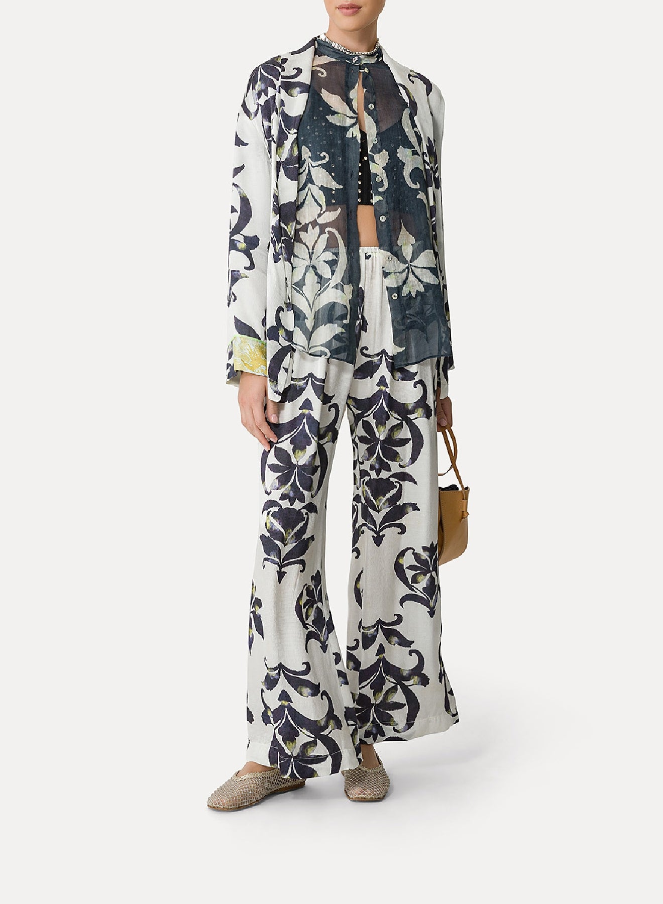 Kimono avec imprimé “The secret lily” en soie - Orchidea