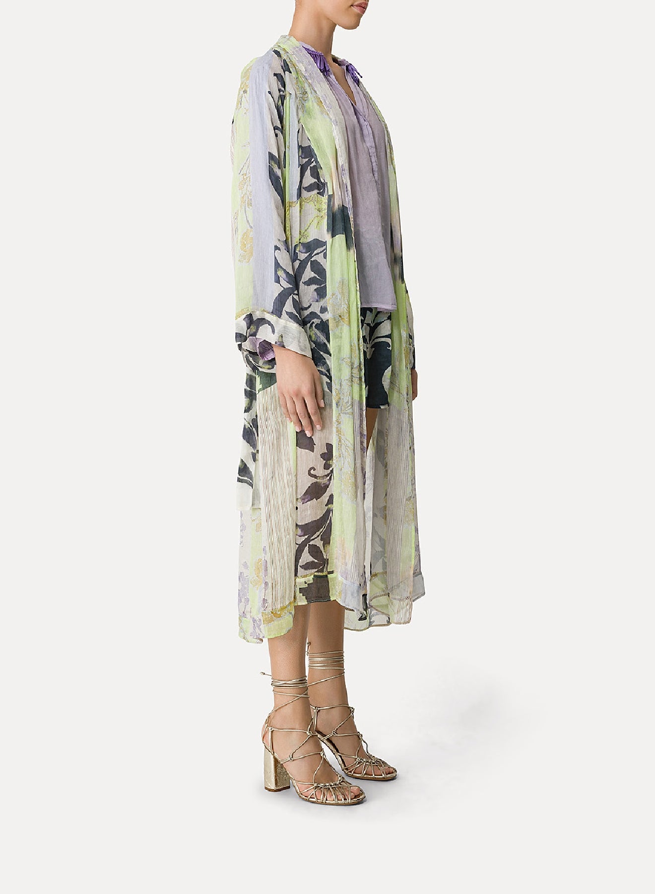 "The secret garden" silk blend printed kimono - Luce