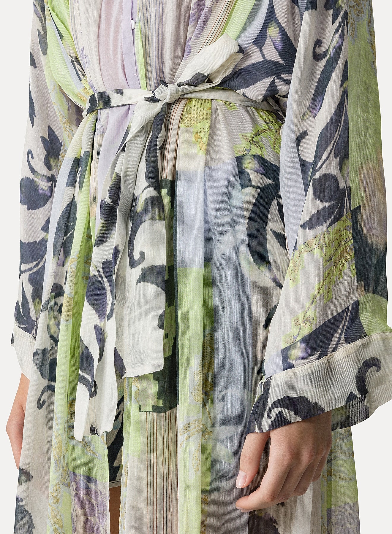 "The secret garden" silk blend printed kimono - Luce