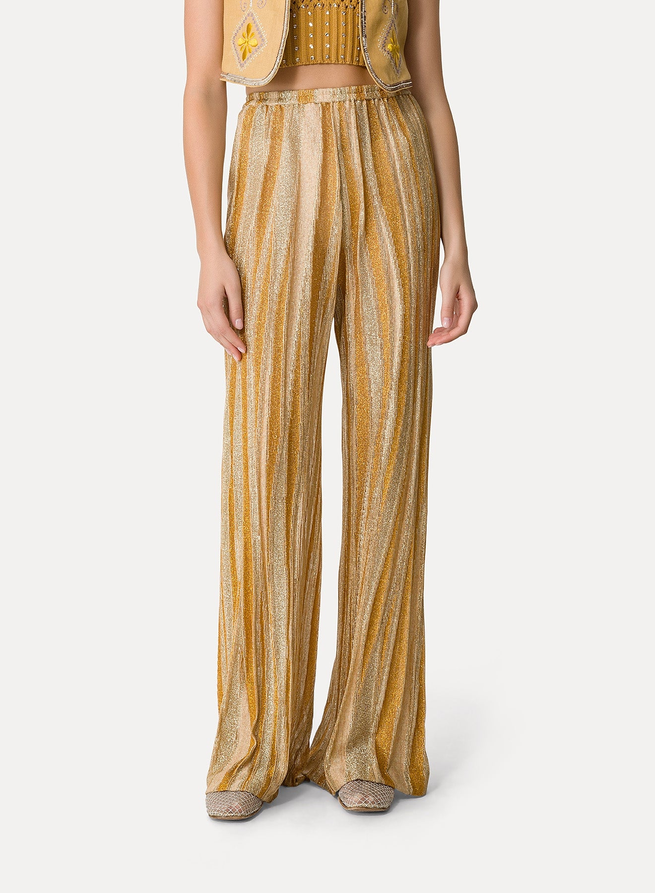 Pantalon évasé en lin - Gold