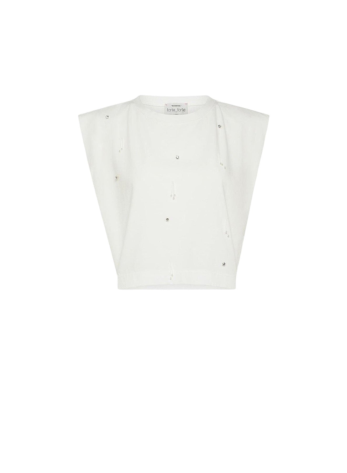 Top large avec strass - Bianco