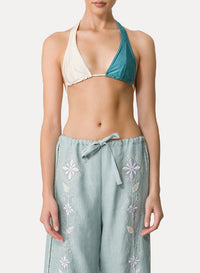 Coloured block bikini top - Acqua