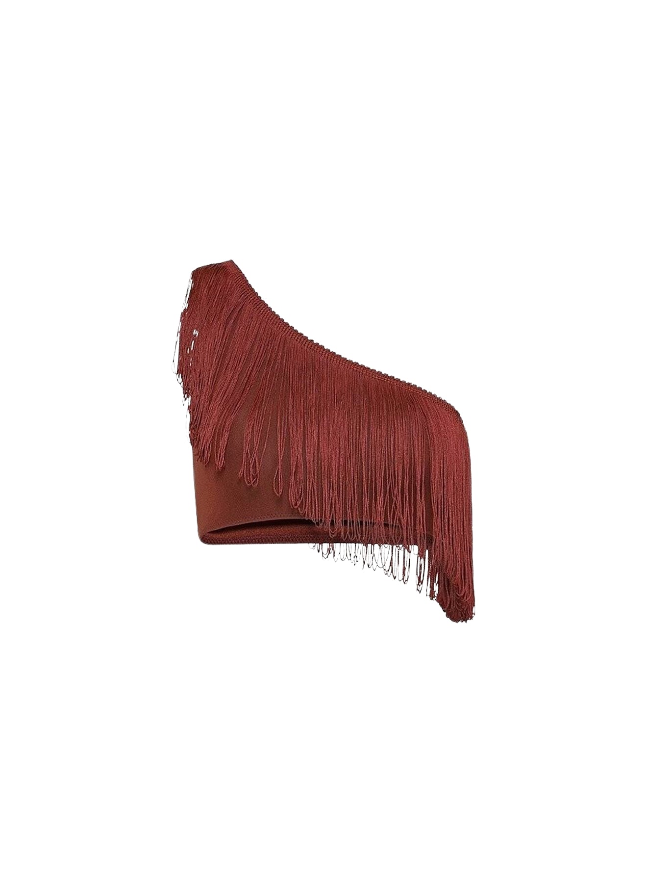 Haut de maillot de bain à une épaule avec franges - Cacao