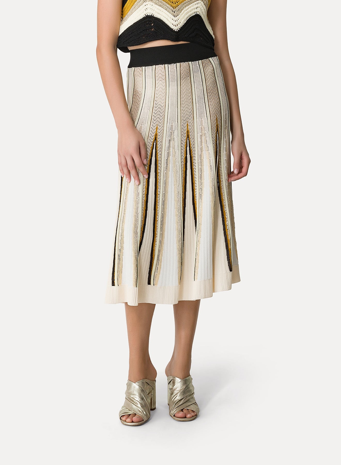 Herringbone skirt with inlay - Bamboo