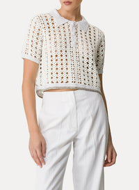 Crochet short polo top - Petalo