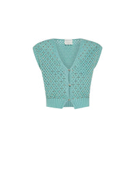 Waistcoat with crystals - Acqua
