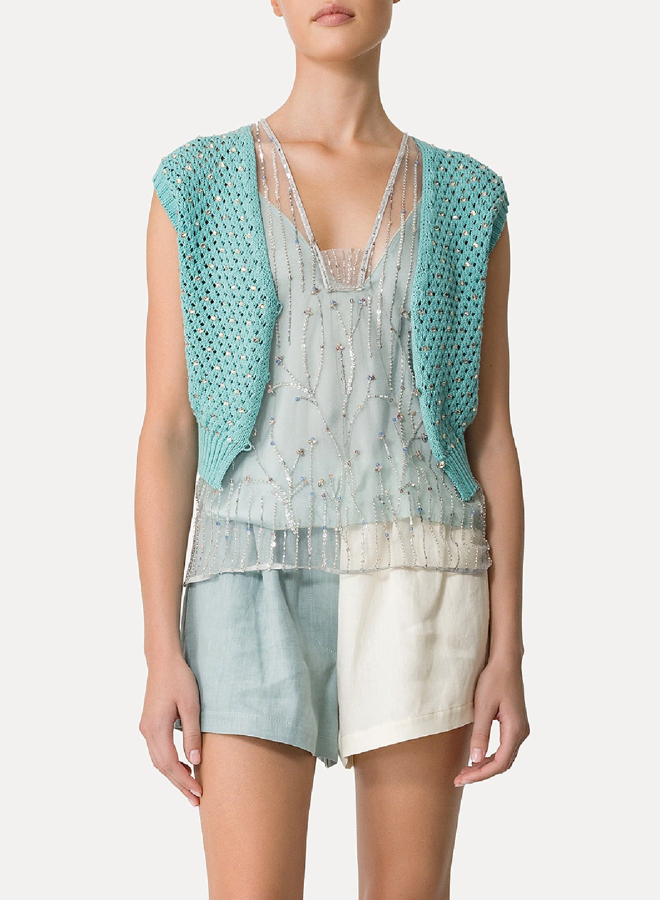 Waistcoat with crystals - Acqua