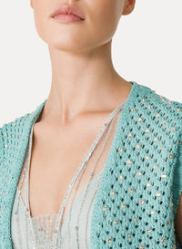 Waistcoat with crystals - Acqua
