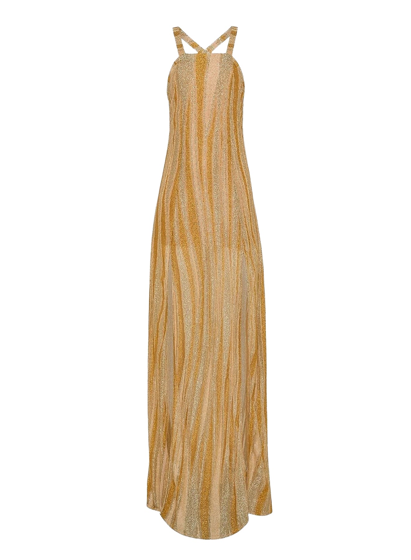 Linen square-neck maxi dress - Gold