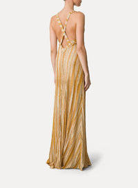 Linen square-neck maxi dress - Gold