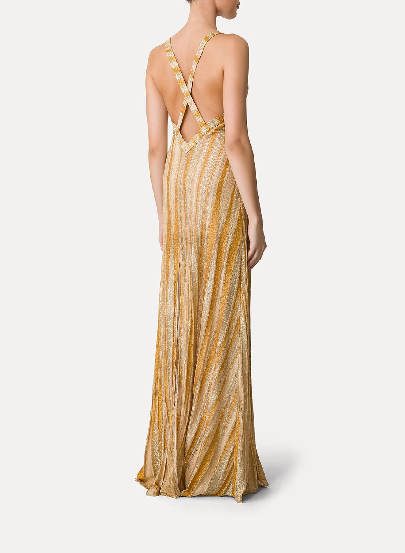 Linen square-neck maxi dress - Gold