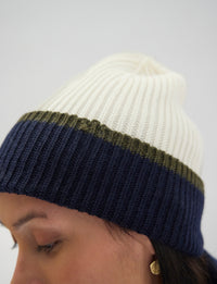9qty NEW  / Chapeau Pedro en laine -  Navy Khaki Ecru