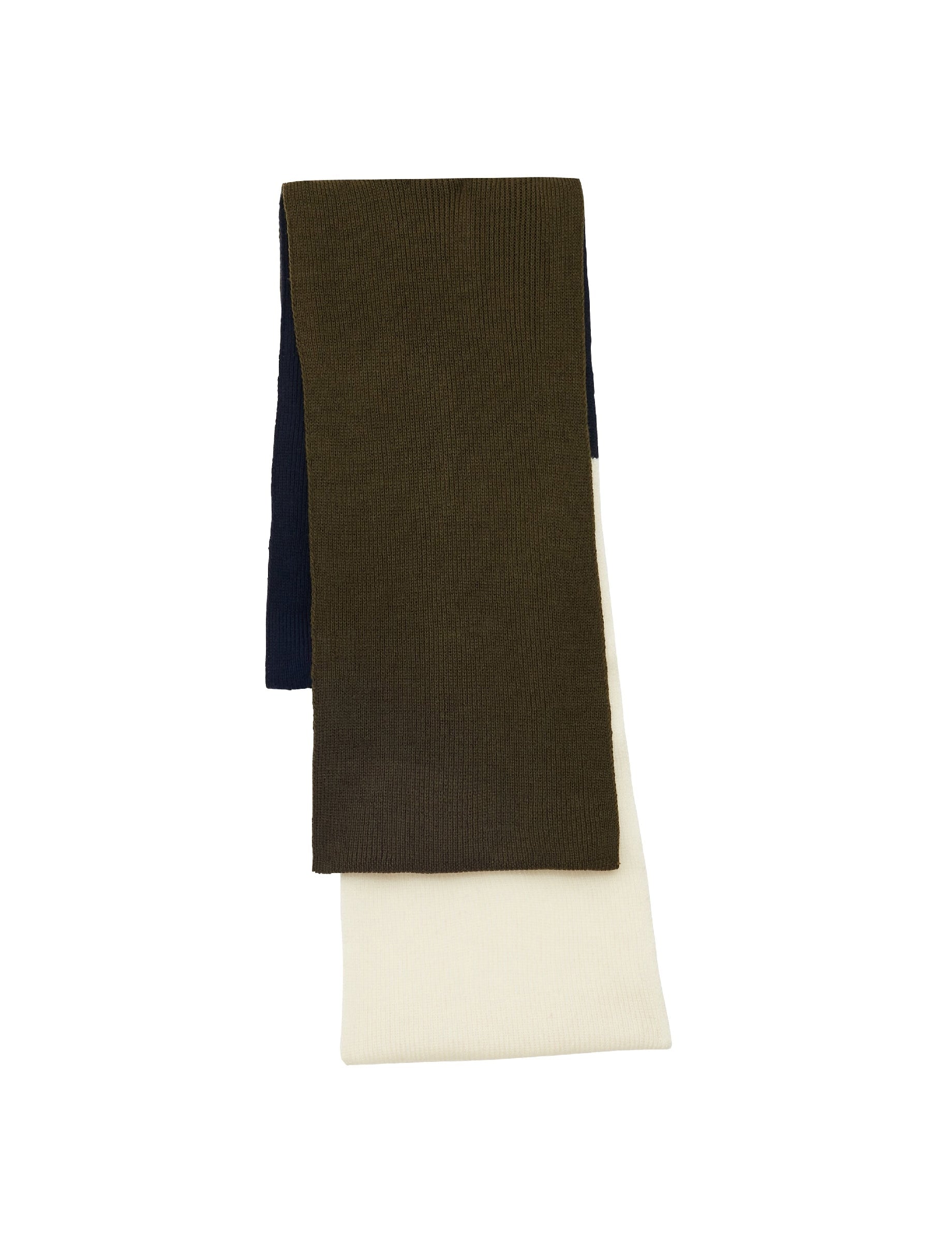 15qty NEW  / Écharpe Ysee en laine -  Navy Khaki Ecru