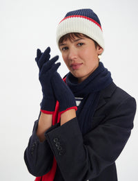 4qty NEW  / Gants Bahia en laine -  Navy Red Ecru