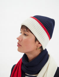 4qty NEW  / Gants Bahia en laine -  Navy Red Ecru